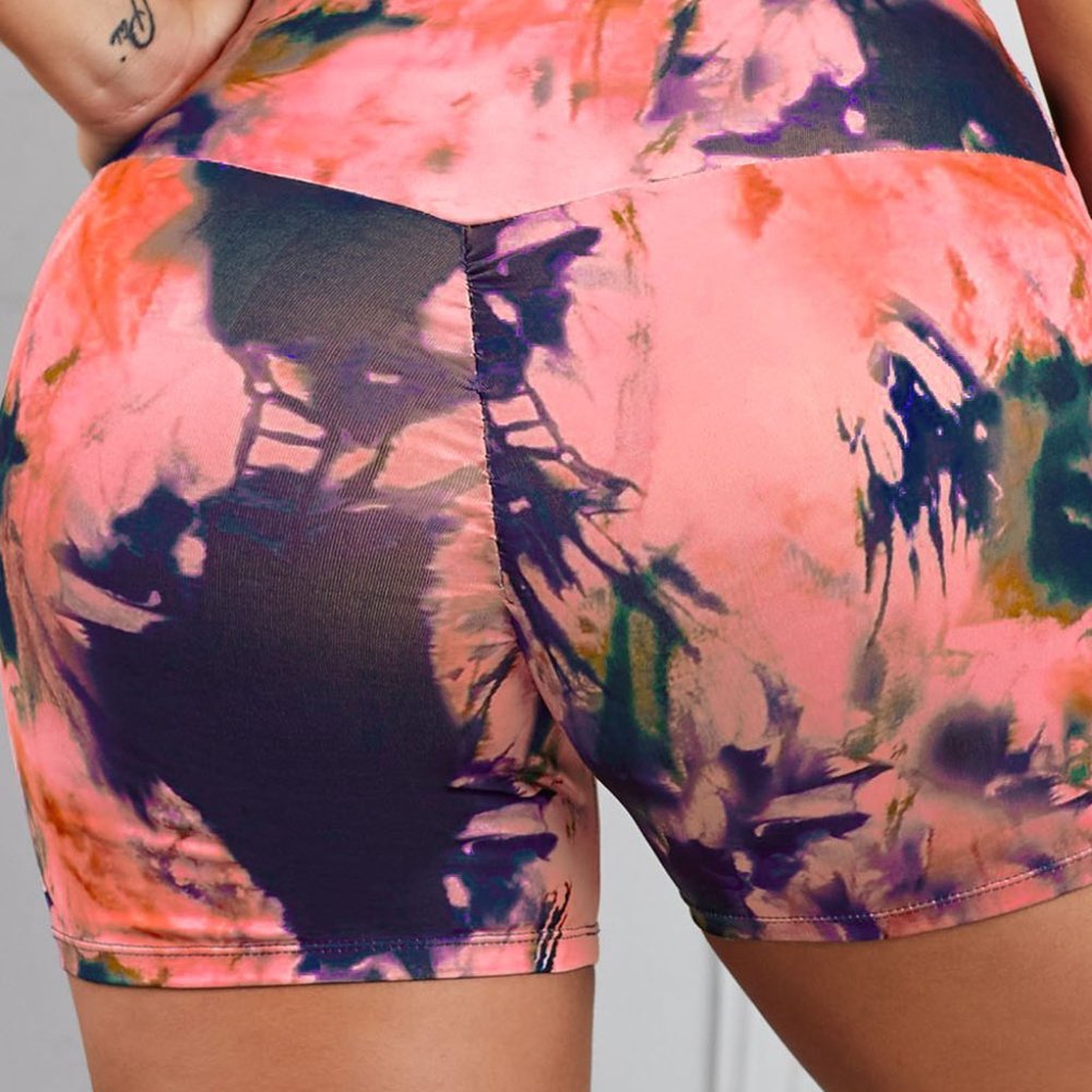 Pink Tie-dye Scrunch Butt Yoga Shorts - Picture 4 of 13